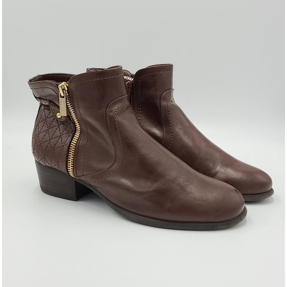 Unisa Brown Ankle Boots Zip Up Classic Neutral Office Business Size 8 Womens